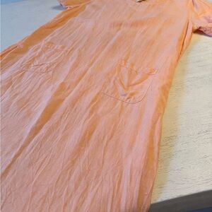 Coldwater Creek Peach Linen Short Sleeve Dress